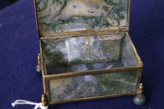 Two 19th century gilt metal framed agate caskets height 5cm